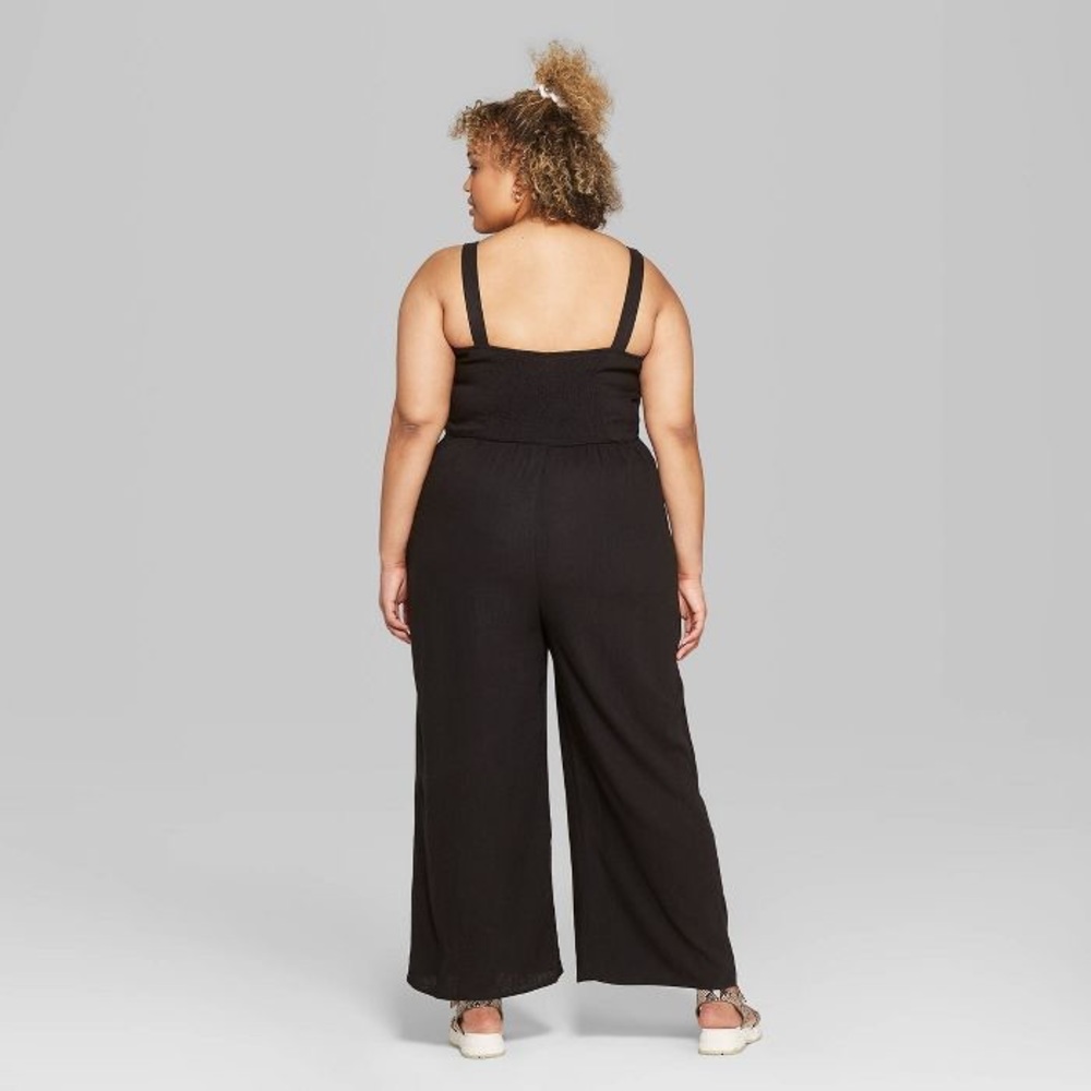 Square Neck Button Front Romper - Picture 2 of 4